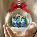 Christmas,Family,Gift For Sibling,Happy - Custom Photo Family Siblings Best Friends Make Christmas Great - Personalized 3D Acrylic Ball Ornament