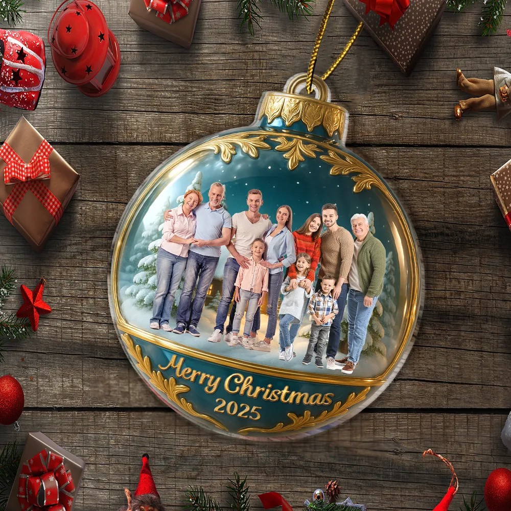 Family,Pet Lovers,Pet Mom,Pet Dad,Pet Couple,Dog Lovers,Dog Couple,Dog Mom,Dog Dad,Cat Lovers,Cat Mom,Cat Dad,Cat Couple,Happy,Gift For Grandpa,Gift For Grandma,Gift For Grandkids,Top Market,Christmas - Custom Photo Family Together - Personalized Custom Shaped Acrylic Ornament