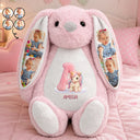 Adorable,Back To School,Gift For Kids,Icon,Photo Collage - Custom Photo Faux Embroidery Effect Chenille Animal & Alphabet Letters - Personalized Soft Toy Bunny
