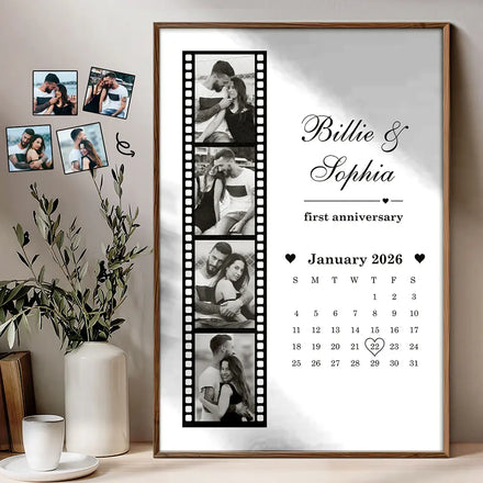Custom Photo First Anniversary Romantic Couple - Personalized Poster