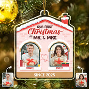 Gift For Couples,Happy,Love,Christmas - Custom Photo First Christmas Couples - Personalized Custom Shaped Acrylic Ornament