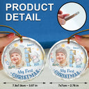 Custom Photo First Christmas Elephant Star - Personalized Circle Glass Ornament