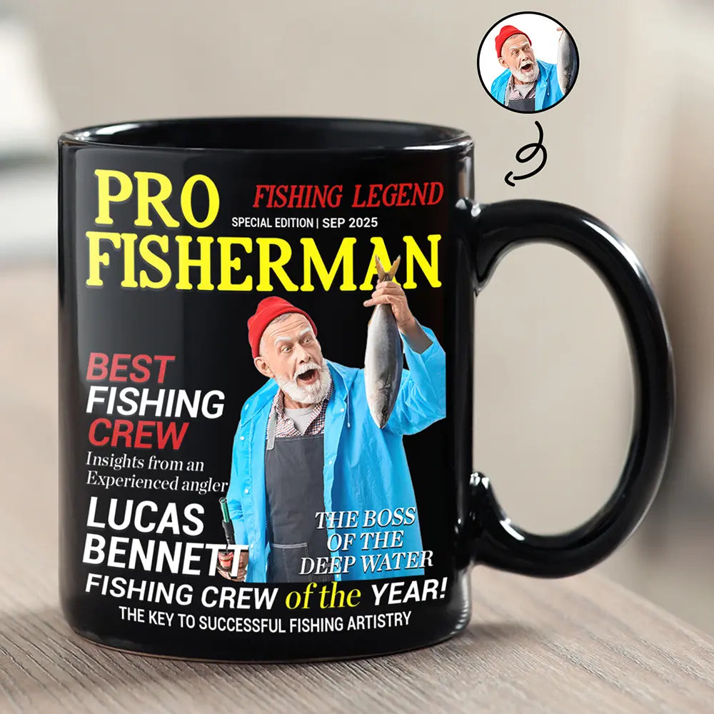 Gift For Father,Gift For Grandpa,Custom Photo,Happy - Custom Photo Fisherman Of The Year - Personalized Mug