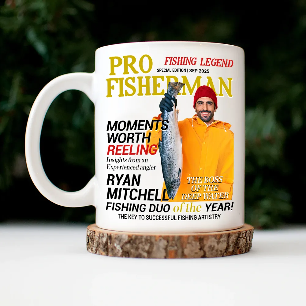 Gift For Father,Gift For Grandpa,Custom Photo,Happy - Custom Photo Fisherman Of The Year - Personalized Mug