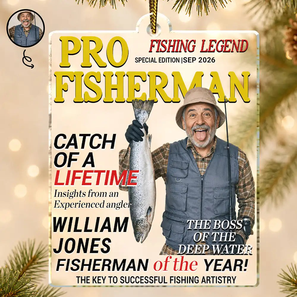 Custom Photo Fisherman Of The Year Gift For Dad Husband - Personalized Custom Shaped Acrylic Ornament
