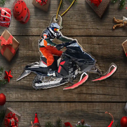 Gift For Yourself,Gift For Women,Gift For Men,Happy,Christmas,Custom Photo - Custom Photo Riding Snowmobile - Personalized Acrylic Photo Ornament