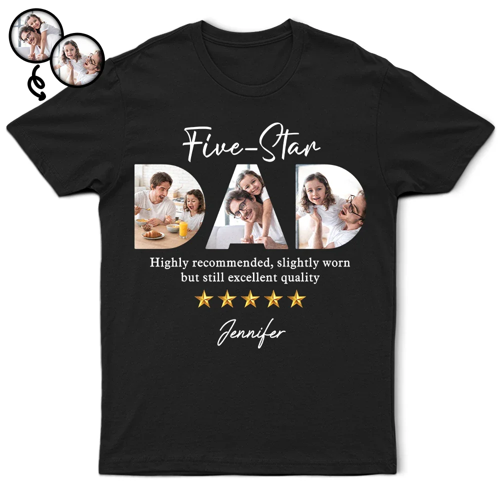 Gift For Father - Custom Photo Five-Star Dad - Personalized T Shirt