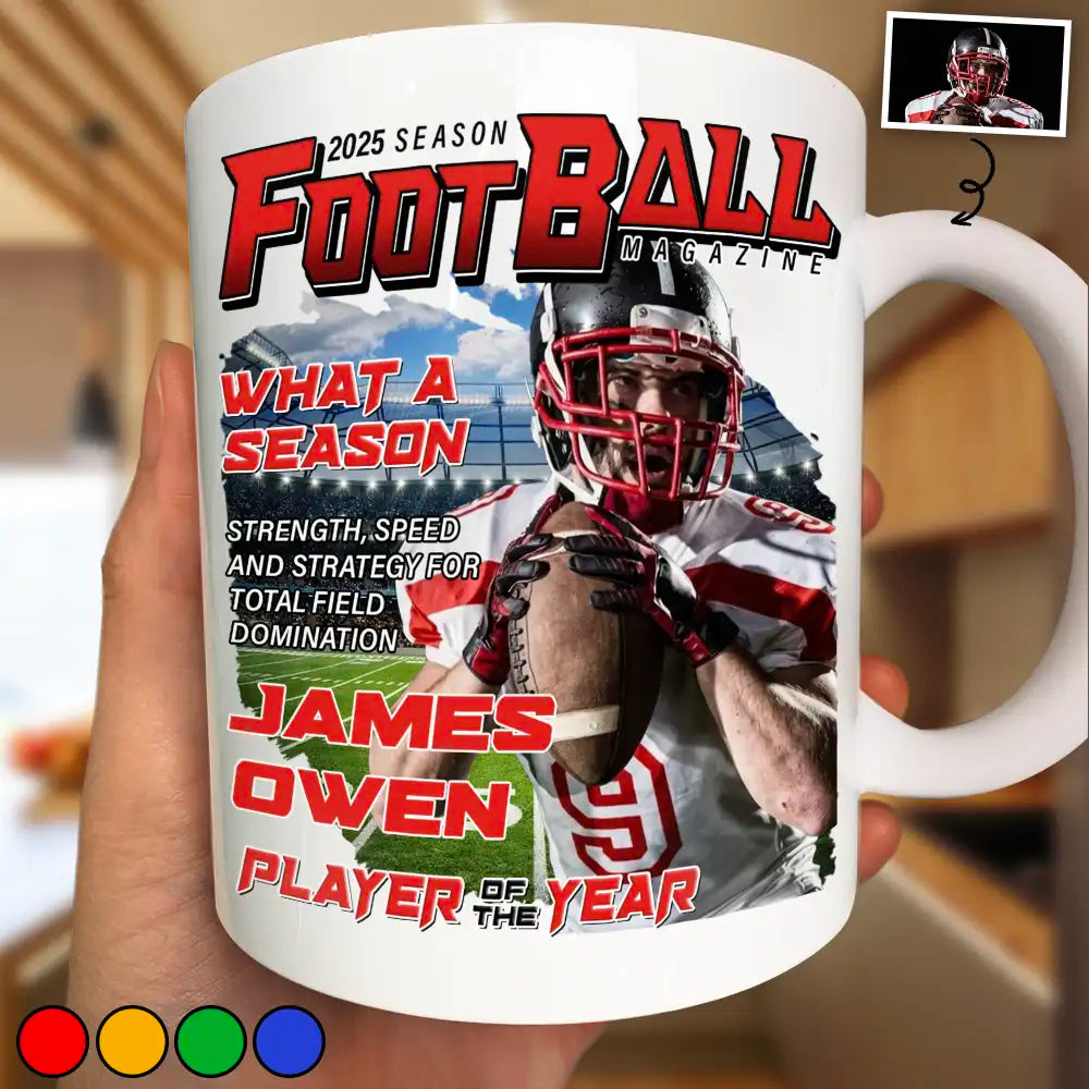 Custom Photo Football Magazine - Personalized Mug