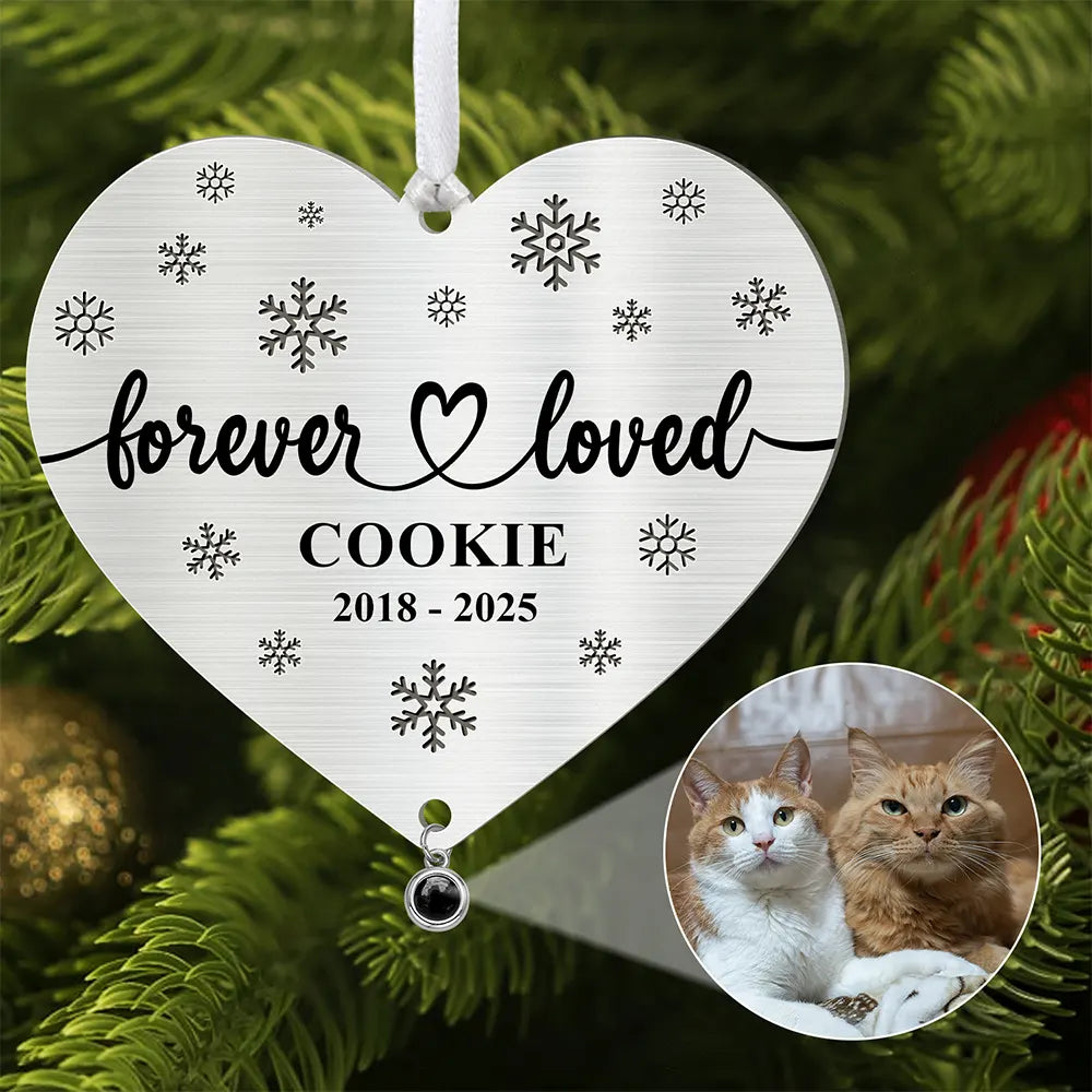 Custom Photo Forever Loved Memorial Dog Cat - Personalized Custom Shaped Photo Projection Ornament