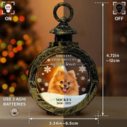 Sad,Memorial,Dog Lovers,Pet Lovers,Cat Lovers,Christmas - Custom Photo Forever Loved Memorial Dog Cat - Personalized Candlelight Lantern Ornament
