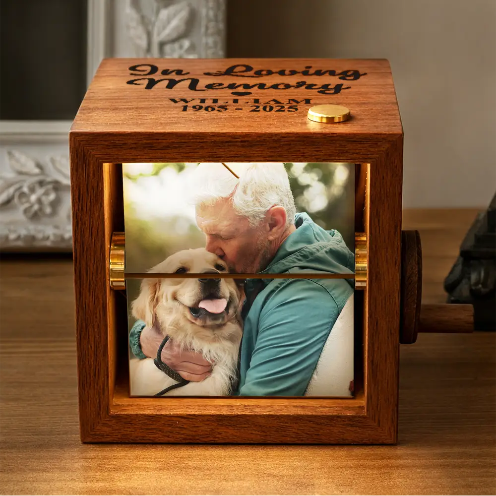 Pet Lovers, Cat Lovers, Dog Lovers, Sad, Memorial, Family - Custom Photo Forever Loved Memorial Dog Cat - Personalized Flipbook Frame Animation Machine