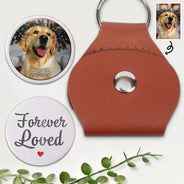 Pet Lovers,Cat Lovers,Dog Lovers,Sad,Memorial - Custom Photo Forever Loved Memorial Dog Cat - Personalized Leather Pocket Hug