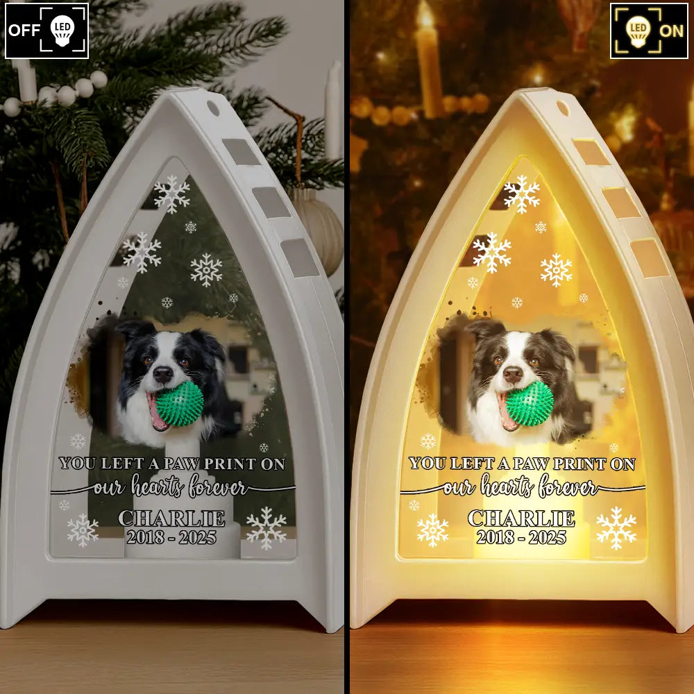 Sad,Memorial,Dog Lovers,Pet Lovers,Cat Lovers,Christmas - Custom Photo Forever Loved Memorial Dog Cat - Personalized Tabletop Lantern Light