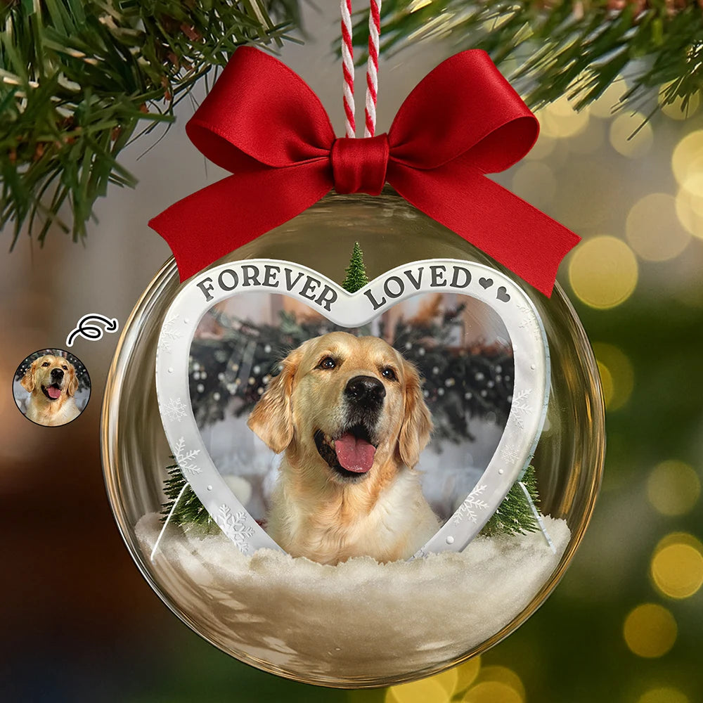 Custom Photo Forever Loved Memorial Dog Cat Family - Personalized 3D Acrylic Ball Ornament