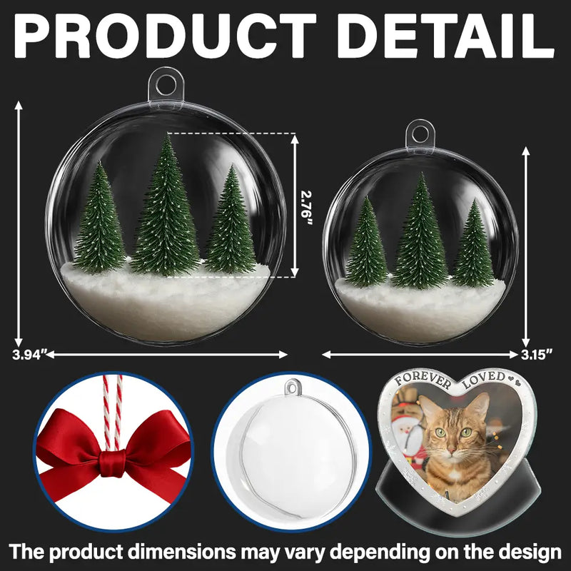 Pet Lovers, Cat Lovers, Dog Lovers, Sad, Memorial, Christmas - Custom Photo Forever Loved Memorial Dog Cat Family - Personalized 3D Acrylic Ball Ornament