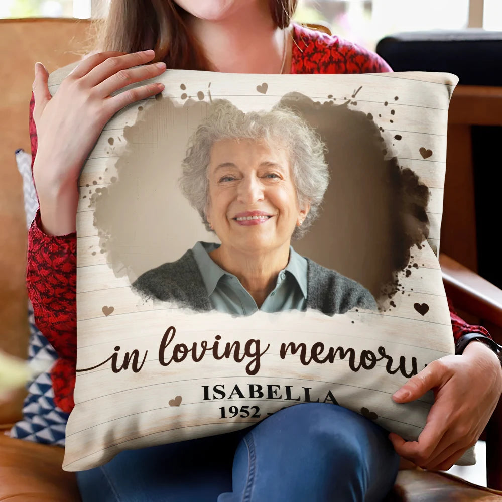 Pet Lovers, Cat Lovers, Dog Lovers, Sad, Memorial - Custom Photo Forever Loved Memorial Dog Cat Family - Personalized Pillow