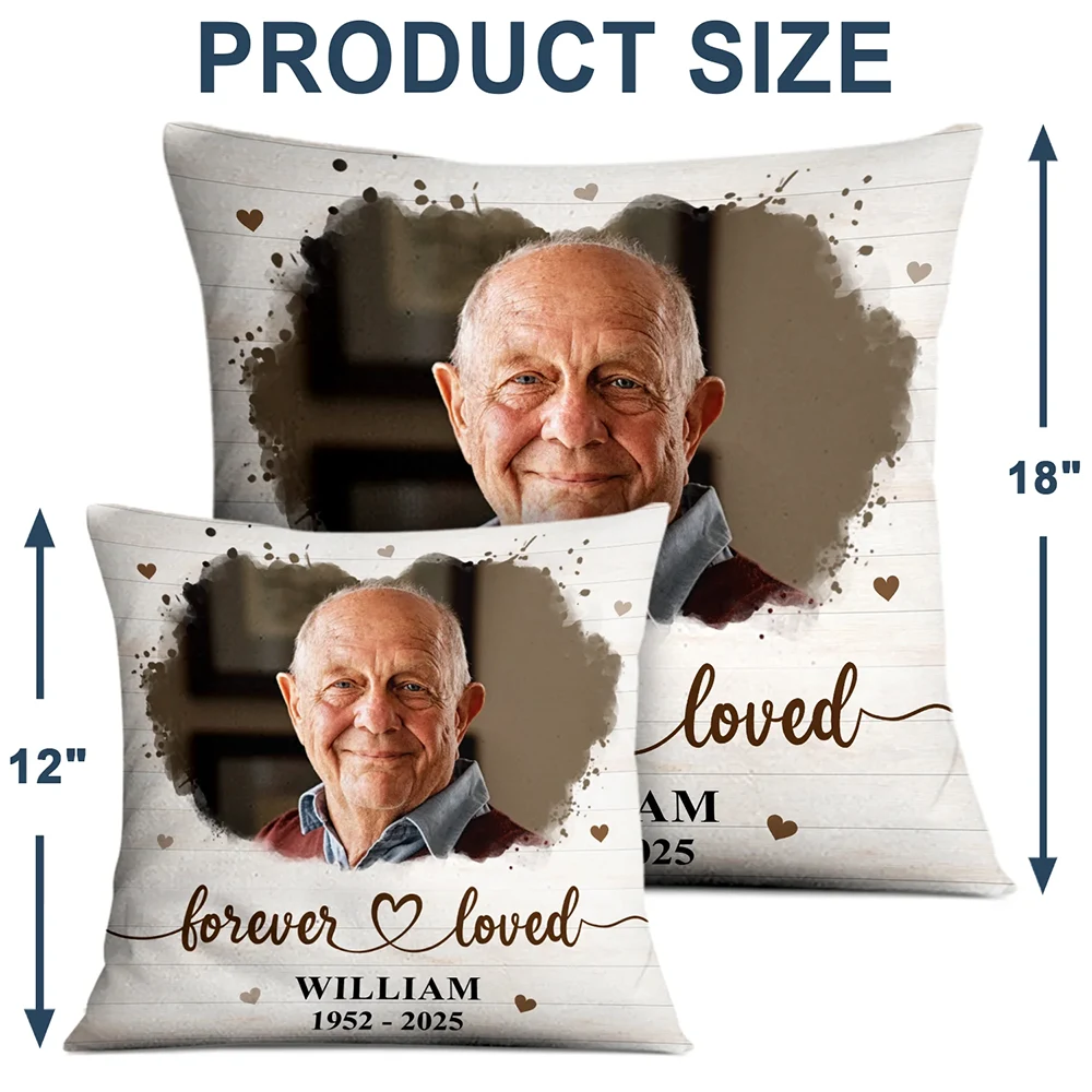 Pet Lovers, Cat Lovers, Dog Lovers, Sad, Memorial - Custom Photo Forever Loved Memorial Dog Cat Family - Personalized Pillow