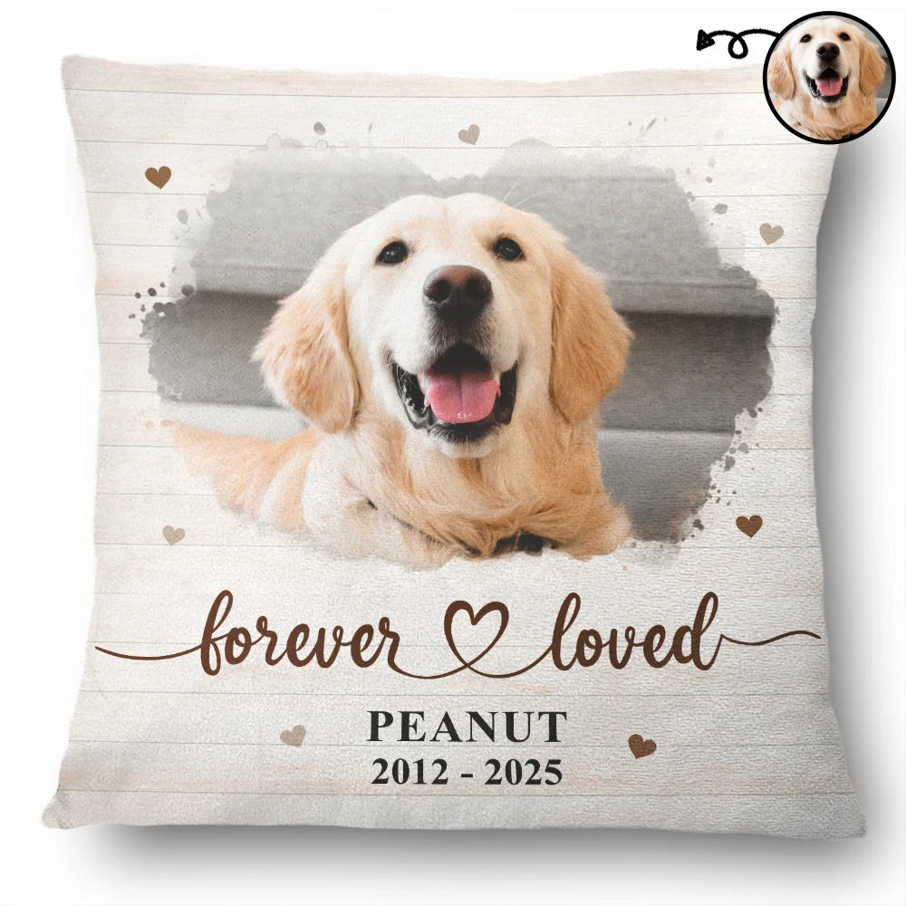Custom Photo Forever Loved Memorial Dog Cat Family - Personalized Pillow