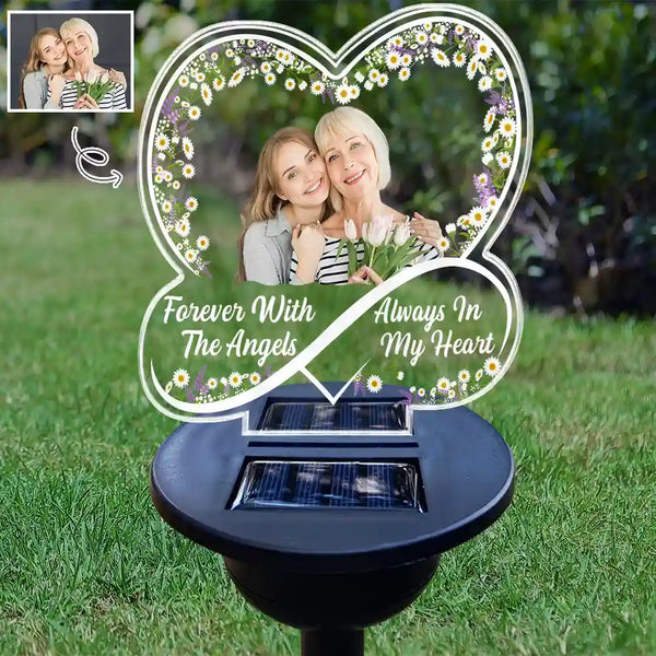 Custom Photo, Memorial, Gift For Grandparents, Parents, Family, Love - Custom Photo Forever With The Angels - Personalized Solar Light