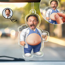 Humorous,Nurse,Custom Photo,Cut-Face Photo - Custom Photo Funny Belly Healthcare Heroes - Personalized Squishy Acrylic Car Hanger