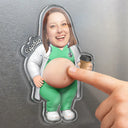 Custom Photo, Nurse, Humorous, Cut-Face Photo - Custom Photo Funny Belly Healthcare Heroes - Personalized Squishy Acrylic Fridge Magnet
