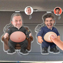 Humorous,Officer,Custom Photo,Cut-Face Photo - Custom Photo Funny Belly Police Officer On Duty - Personalized Squishy Acrylic Car Visor Clip