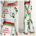 Family,Parents,Gift For Grandparents,Gift For Kids,Gift For Grandkids,Pet Lovers,Dog Lovers,Christmas,Custom Photo - Custom Photo Funny Christmas Elf Family Face Cut - Personalized Pajama Pants