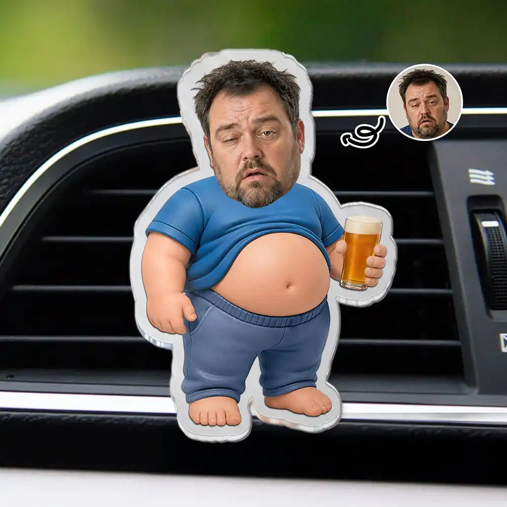 Custom Photo Funny Dad Bod Belly - Personalized Acrylic Car Vent Clip