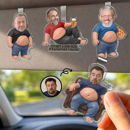 Custom Photo Funny Dad Bod Belly - Personalized Custom Shaped Acrylic Car Visor Clip