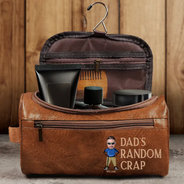 Gift For Father - Custom Photo Funny Dad Papa Uncle Random Thing - Personalized Leather Toiletry Bag
