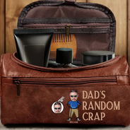 Gift For Father - Custom Photo Funny Dad Papa Uncle Random Thing - Personalized Leather Toiletry Bag