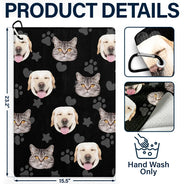 Happy, Golf, Gift For Men, Gift For Husband, Dog Lovers, Pet Lovers, Gift For Yourself - Custom Photo Funny Dog Cat Kid - Personalized Golf Towel