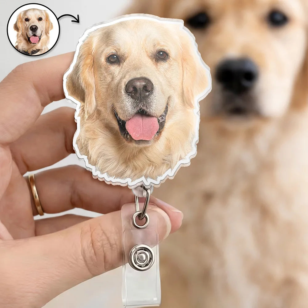 Custom Photo Funny Dog Cat Person Face - Personalized Badge Reel