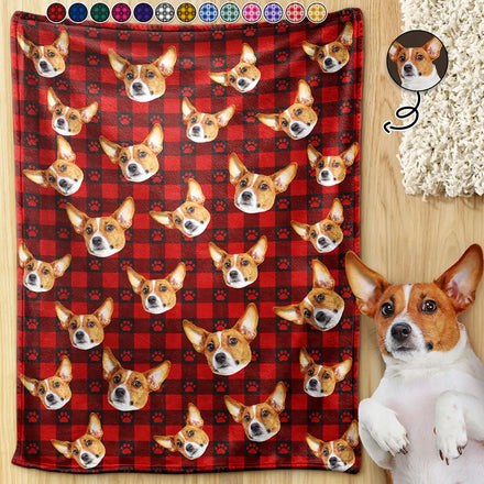 Custom Photo Funny Dog Cat Pet Face - Personalized Pet Blanket
