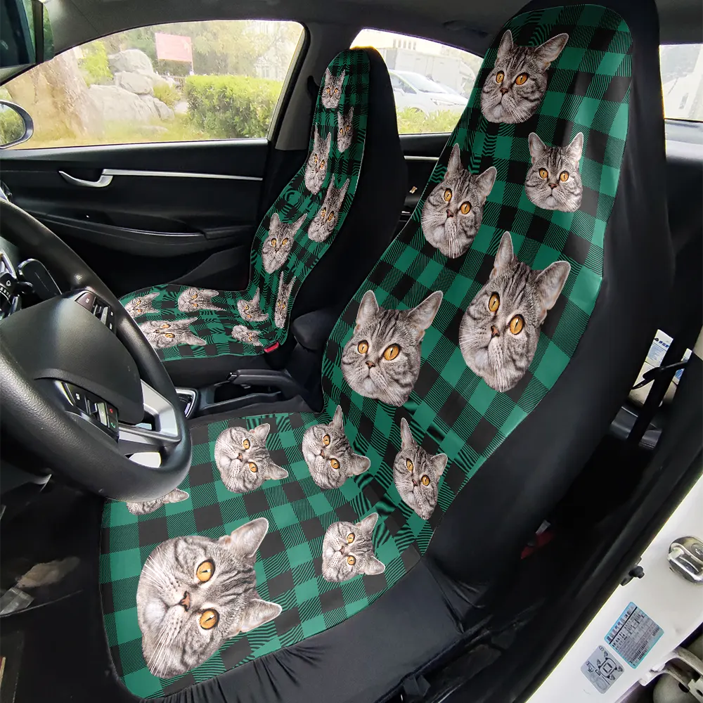 Pet Lovers, Funny - Custom Photo Funny Dog Cat Pet Human Face - Personalized Car Seat Cover
