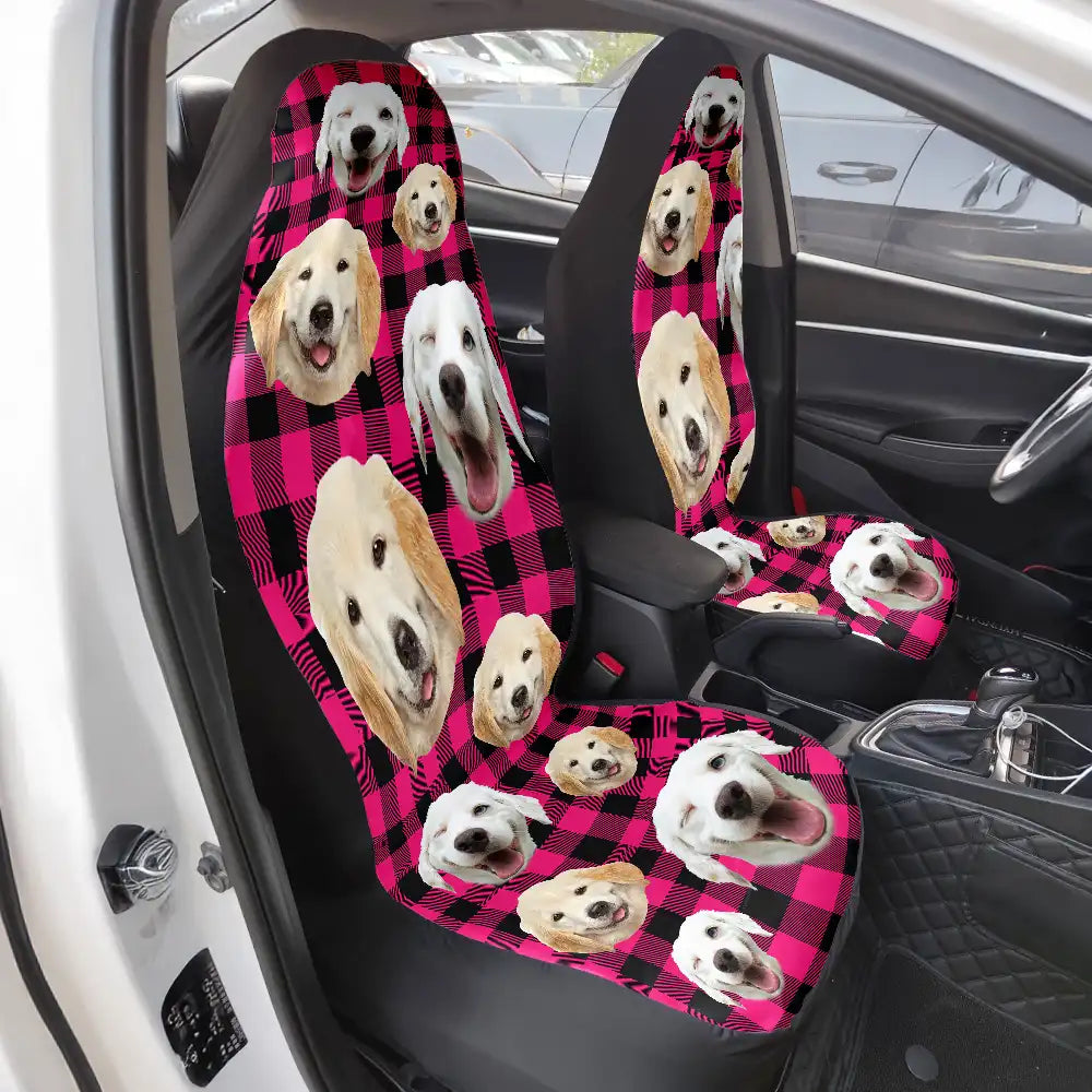 Pet Lovers, Funny - Custom Photo Funny Dog Cat Pet Human Face - Personalized Car Seat Cover