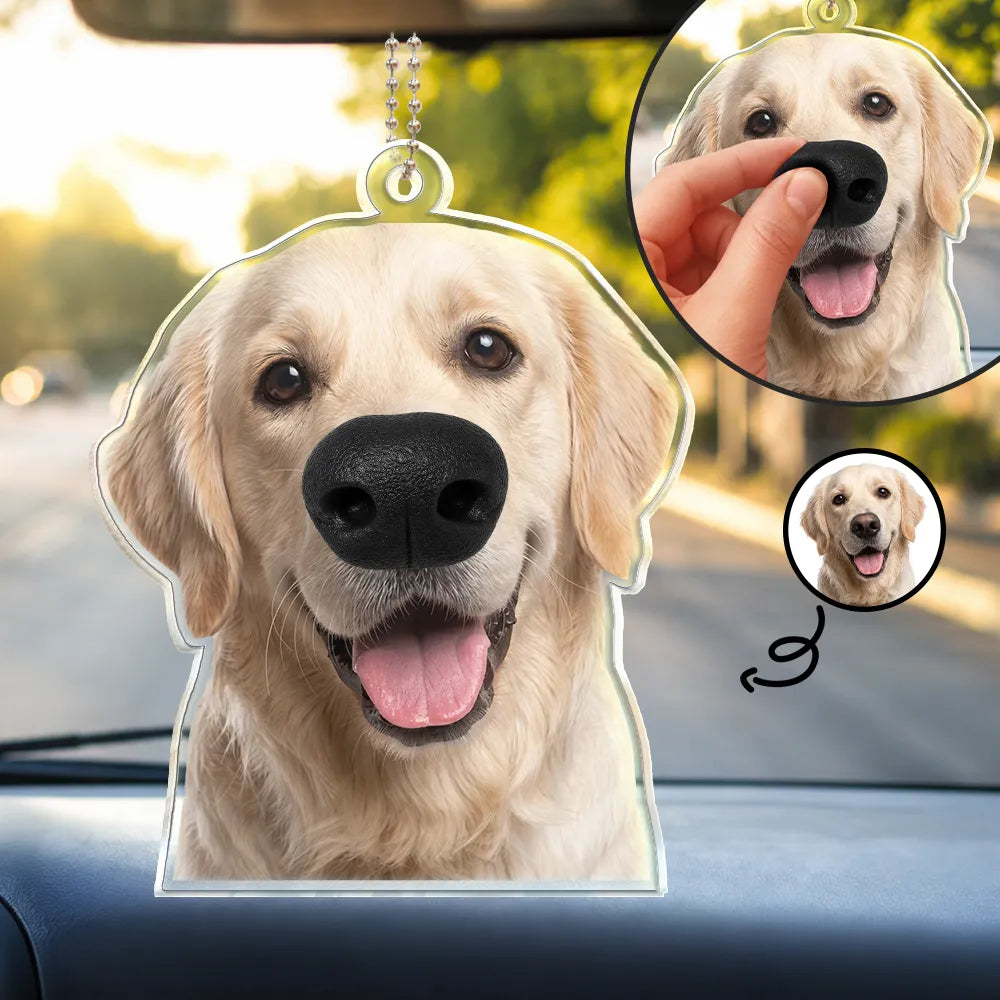 Custom Photo Funny Dog Nose - Personalized Squishy Acrylic Car Hanger