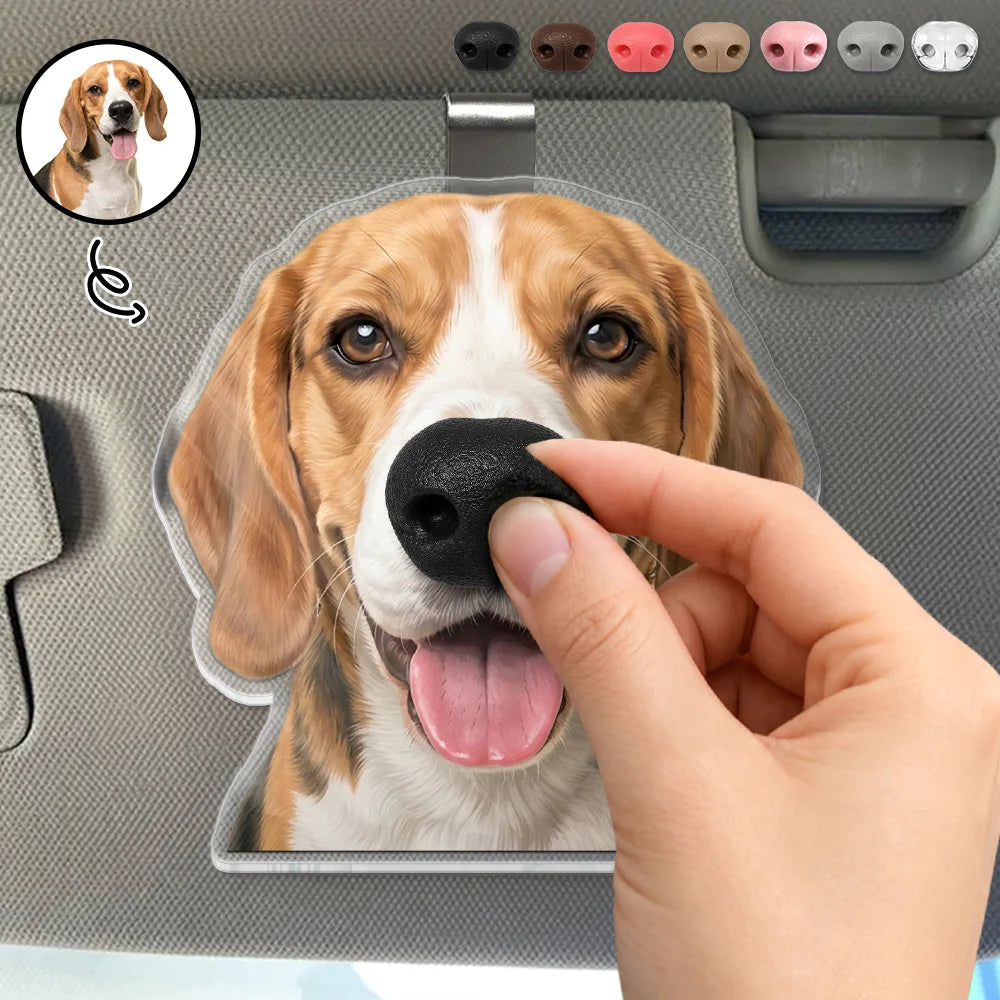 Custom Photo Funny Dog Nose - Personalized Squishy Acrylic Car Visor Clip