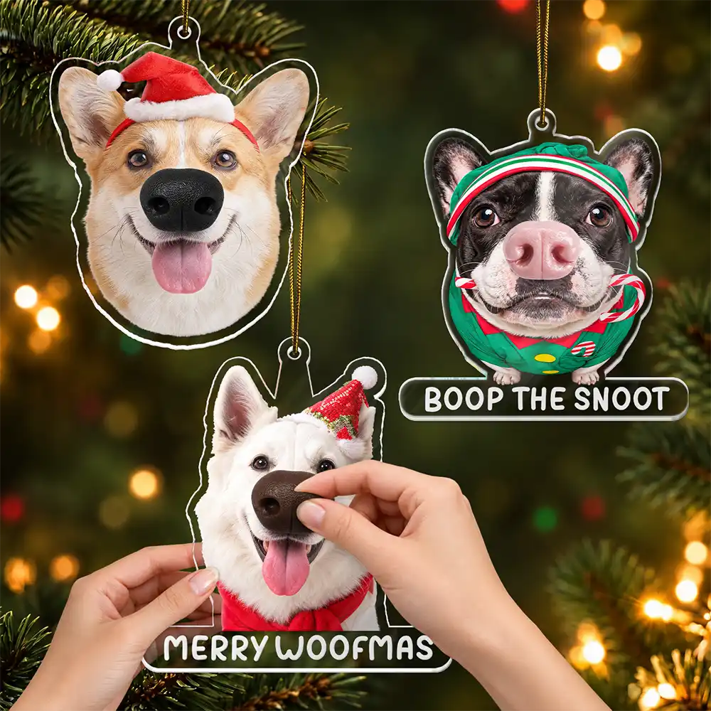 Custom Photo Funny Dog Nose Gift For Dog Lovers - Personalized Squishy Acrylic Ornament