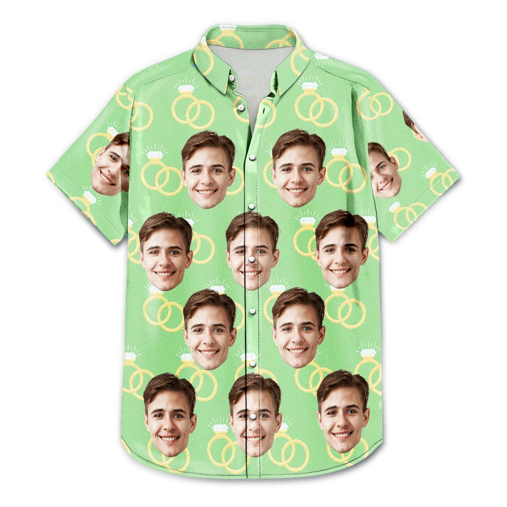 Top Market, Humorous, Gift For Men, Custom Photo, Gift For Yourself, Wedding, Cut-Face Photo - Custom Photo Funny Face Wedding Party - Personalized Hawaiian Shirt