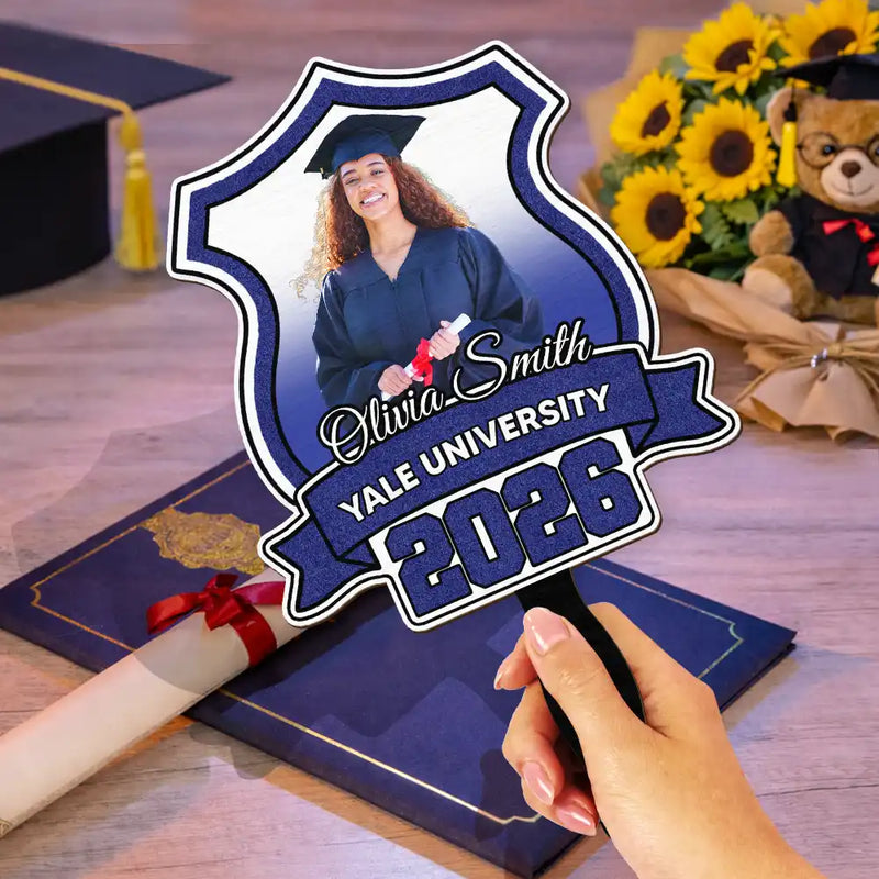 Graduation,Gift For Yourself,Gift For Women,Gift For Men,Gift For Daughter,Gift For Son,Gift For Sisters,Gift For Brothers,Gift For Bestie,Gift For Sibling,Happy - Custom Photo Funny Graduation Prop - Personalized Graduation Handheld Fan