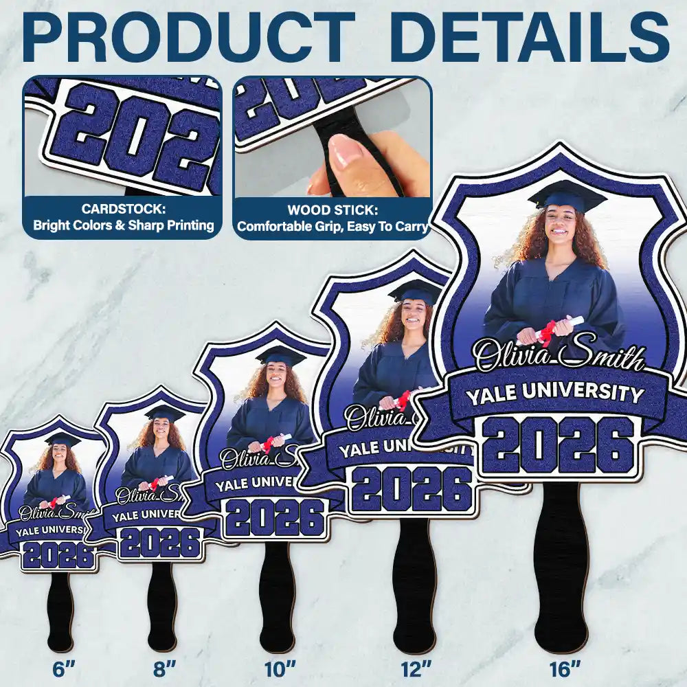 Graduation,Gift For Yourself,Gift For Women,Gift For Men,Gift For Daughter,Gift For Son,Gift For Sisters,Gift For Brothers,Gift For Bestie,Gift For Sibling,Happy - Custom Photo Funny Graduation Prop - Personalized Graduation Handheld Fan