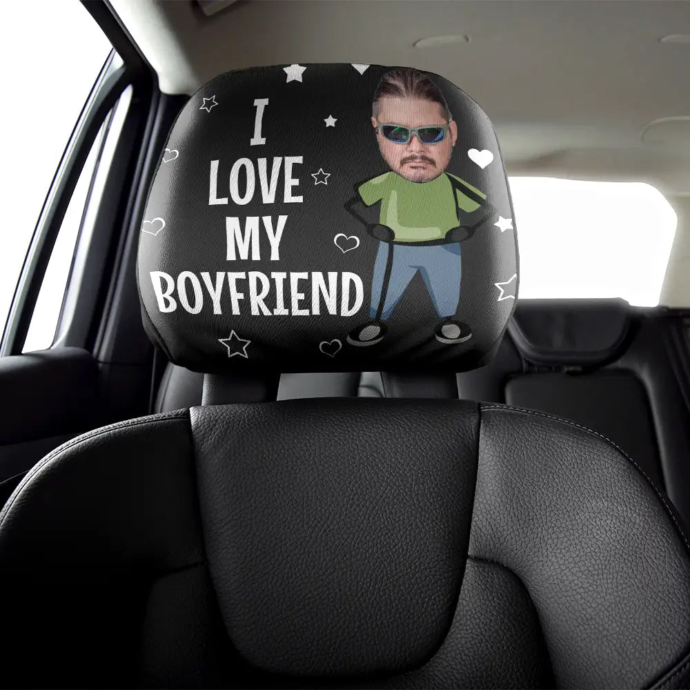 Gift For Couples,Custom Photo,Funny - Custom Photo Funny I Love My Wife Husband - Personalized Car Headrest Covers