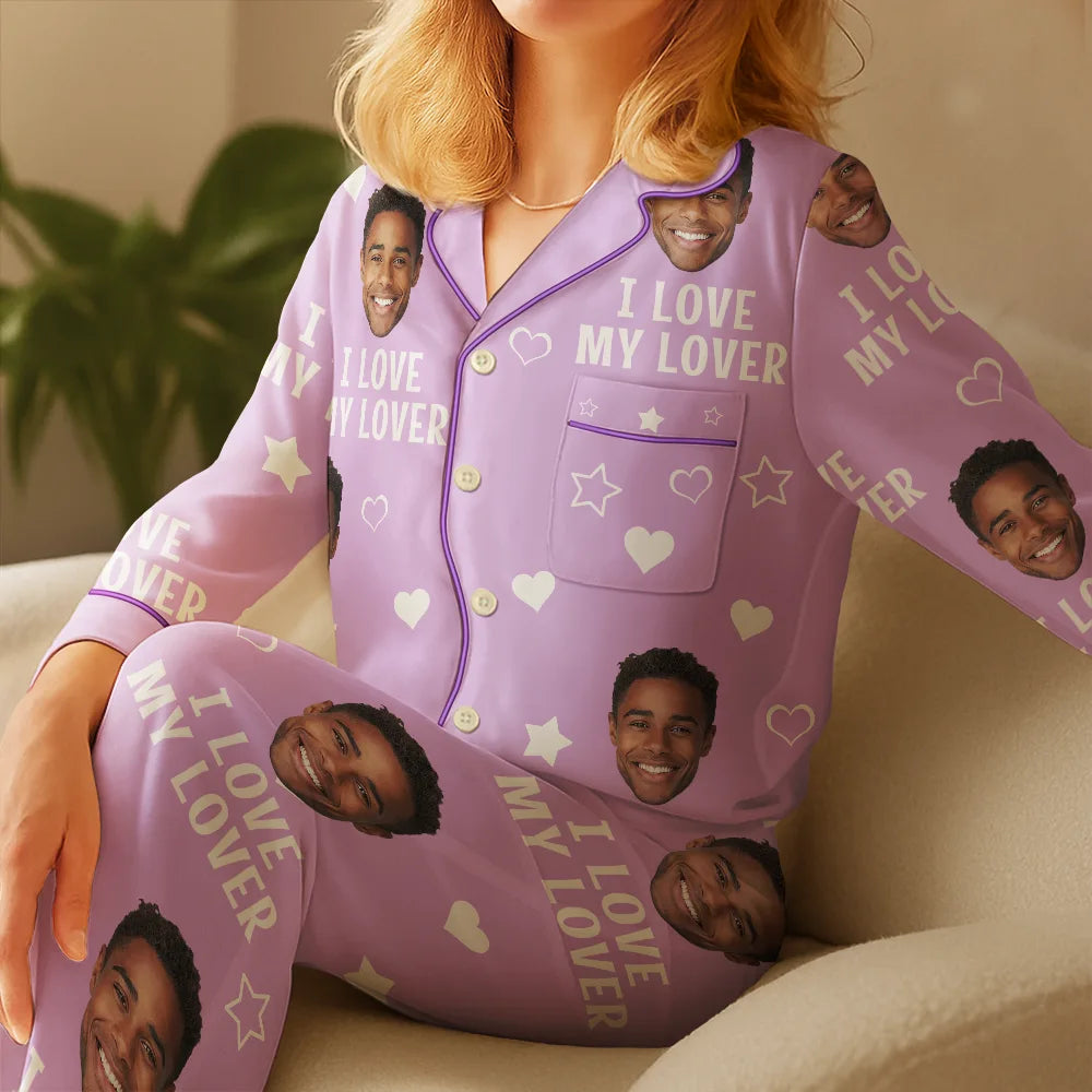 Gift For Couples,Gift For Wife,Gift For Girlfriend,Gift For Women,Funny,Old Couples - Custom Photo Funny I Love My Wife Husband - Personalized Satin Pajama Set