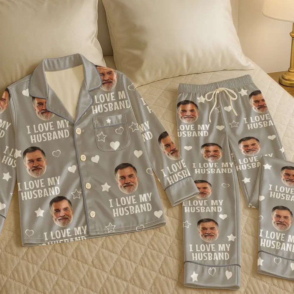 Gift For Couples,Gift For Wife,Gift For Girlfriend,Gift For Women,Funny,Old Couples - Custom Photo Funny I Love My Wife Husband - Personalized Satin Pajama Set