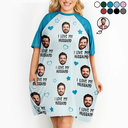 Custom Photo Funny I Love My Wife Husband - Personalized Women's Sleep Tee