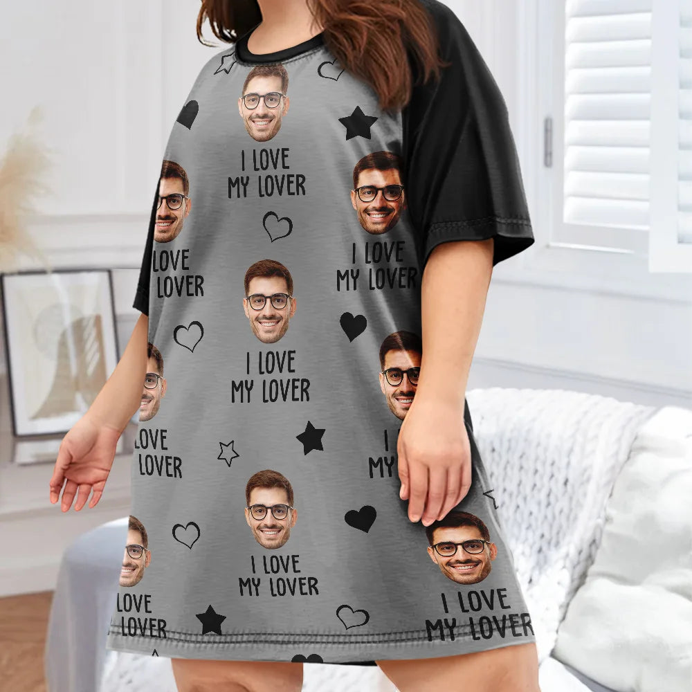 Gift For Couples,Gift For Wife,Custom Photo,Funny - Custom Photo Funny I Love My Wife Husband - Personalized Women's Sleep Tee