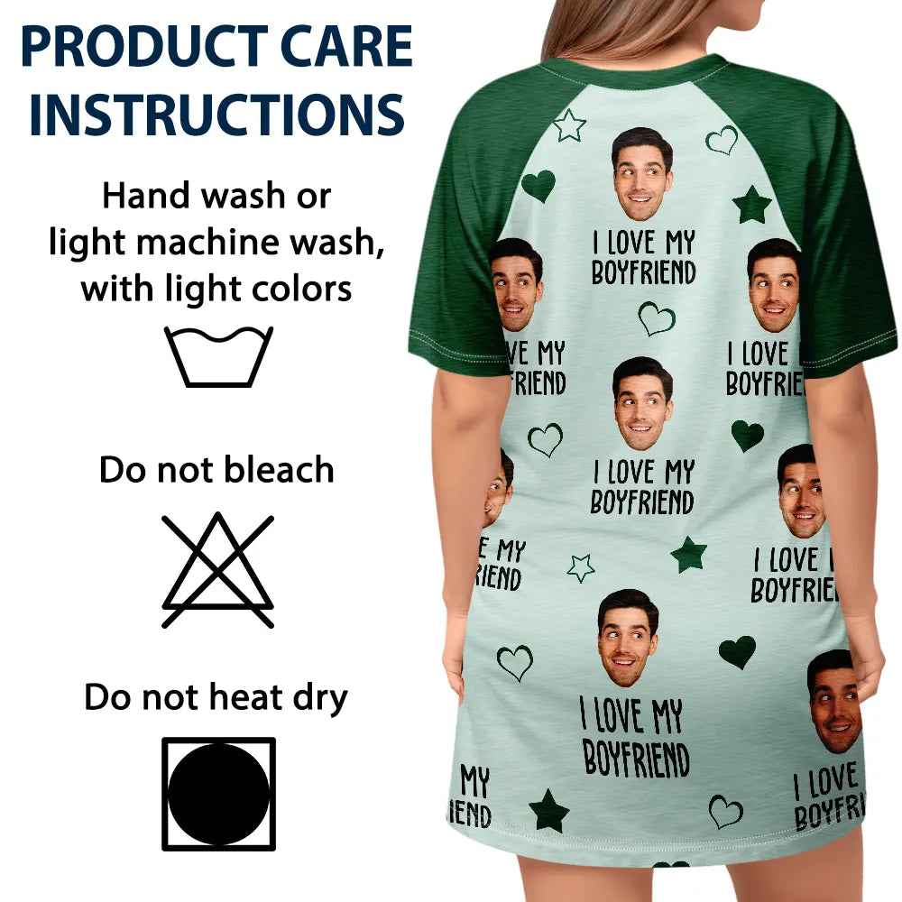 Gift For Couples,Gift For Wife,Custom Photo,Funny - Custom Photo Funny I Love My Wife Husband - Personalized Women's Sleep Tee