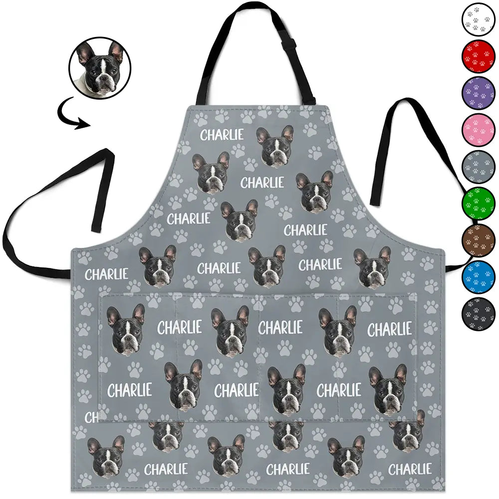 Custom Photo Funny Pet Face Pattern Dog Cat Family - Personalized Apron