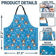 Cat Lovers,Pet Lovers,Dog Lovers,Dog Mom,Dog Dad,Cat Mom,Cat Dad,Happy - Custom Photo Funny Pet Face Pattern Dog Cat Family - Personalized Apron
